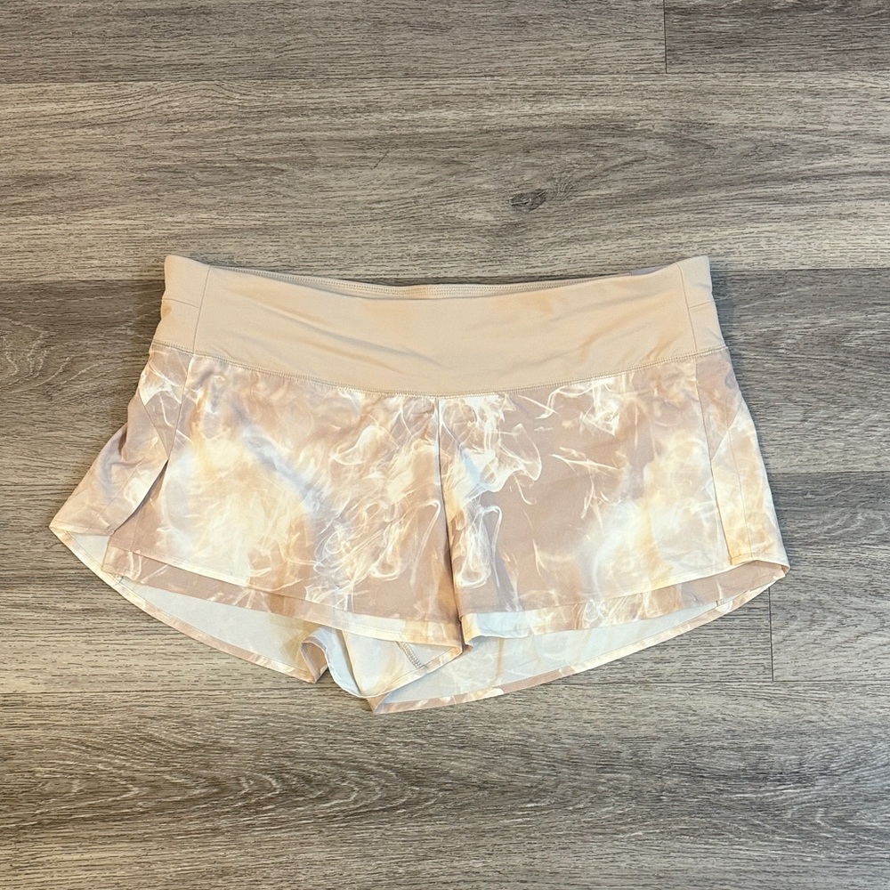 Women's Beige and White Athletic Shorts Kick it Up Performance Short 3”